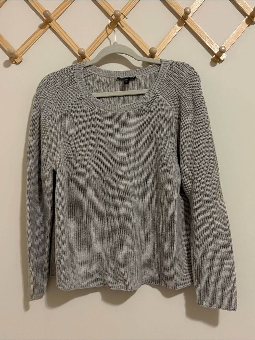 Eileen Fisher Light Gray Cotton Blend Sweater size Large